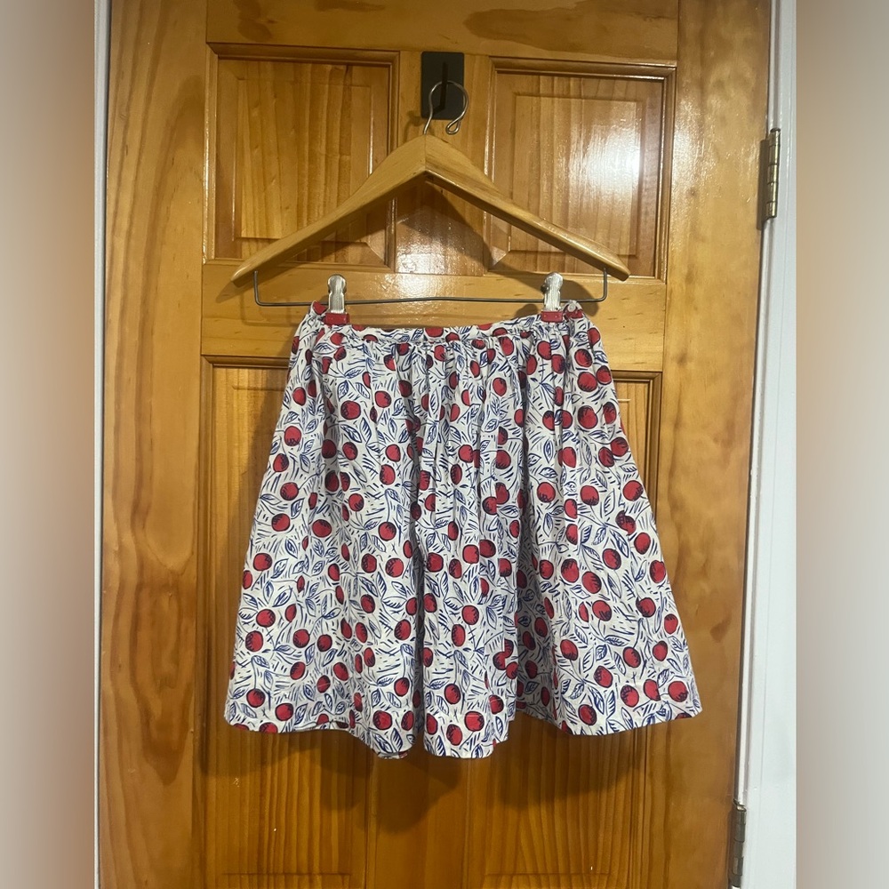NWOT Bonpoint Lilo Cotton Cherry Print Pleated Skirt Size 12